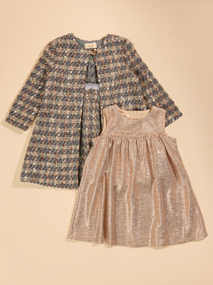 Meg Shimmer Toddler Dress and Jacket Set - TULLABEE