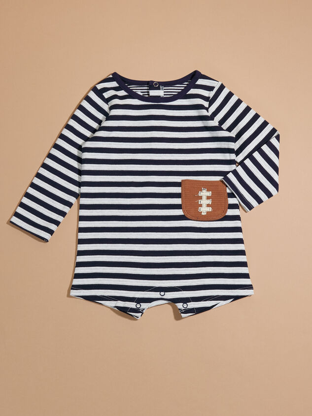 Striped Football Romper by MudPie Detail 2 - TULLABEE