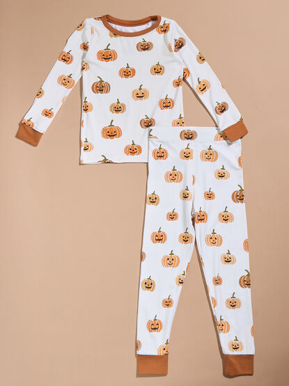 Pumpkin Carving Top and Pants Lounge Set - TULLABEE