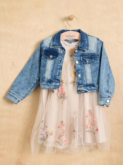 Evelyn Tulle Dress and Denim Jacket Set - TULLABEE