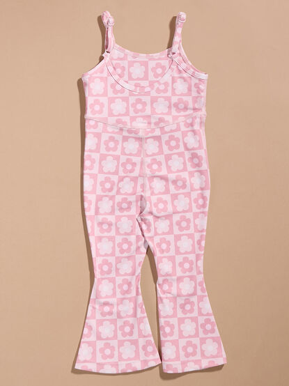 Daisy Checkered Athletic Flare Jumpsuit - TULLABEE