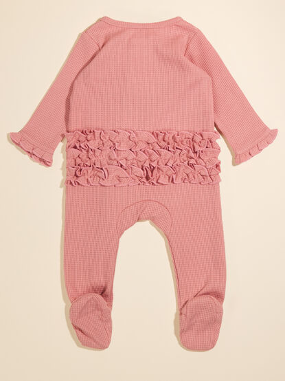 Rosie Waffle Knit Ruffle Footie by MudPie - TULLABEE