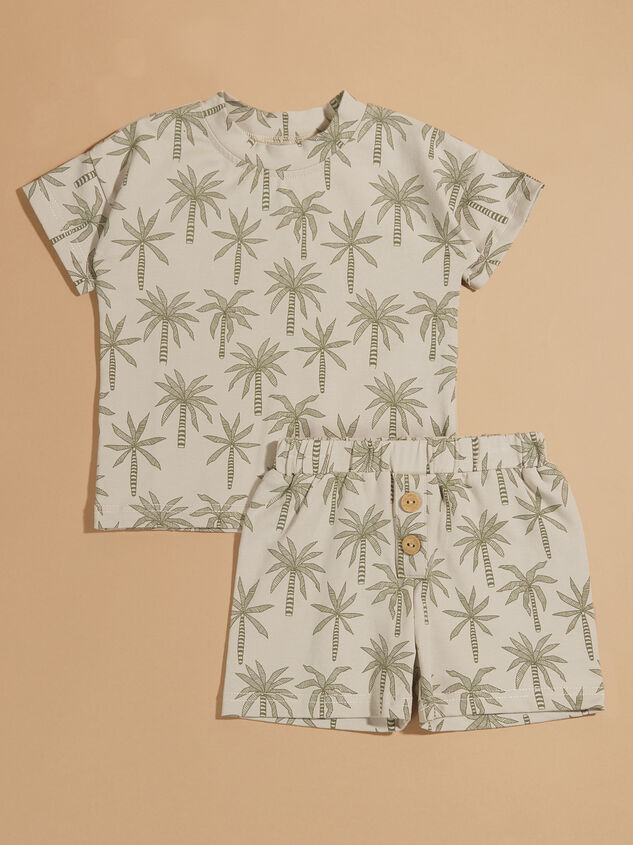 Beach Palms Tee and Shorts Set Detail 2 - TULLABEE