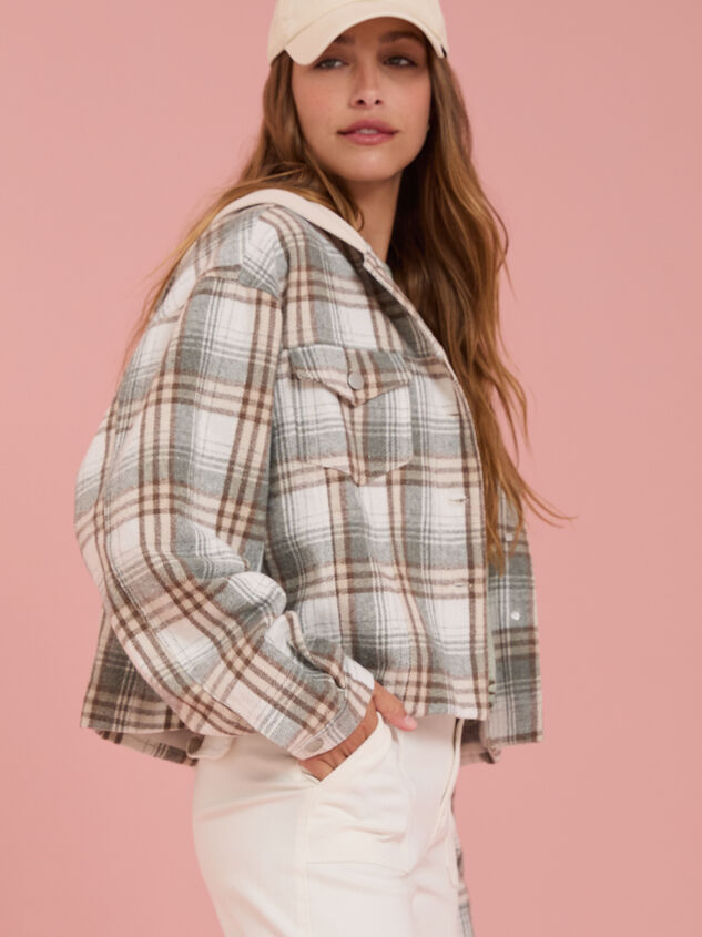 Jodee Plaid Hooded Shacket Detail 5 - TULLABEE