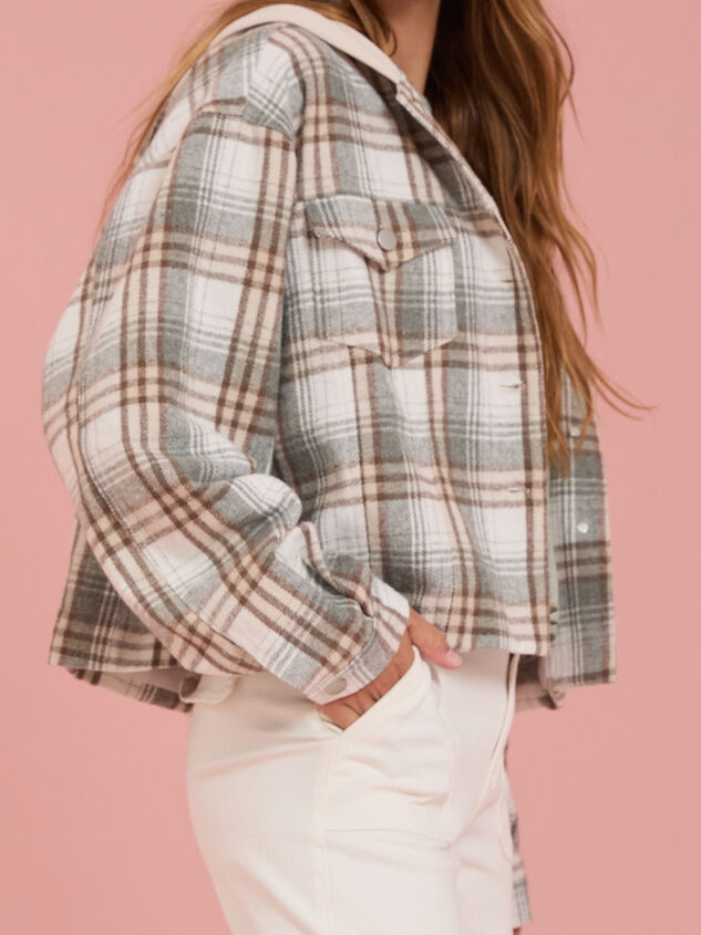 Jodee Plaid Hooded Shacket Detail 6 - TULLABEE