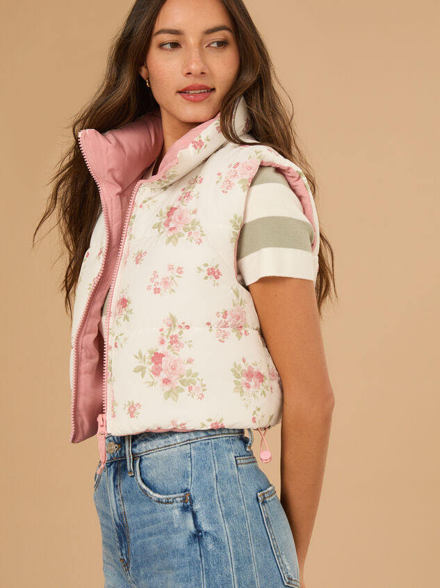 Rose Floral Puffer Vest - TULLABEE