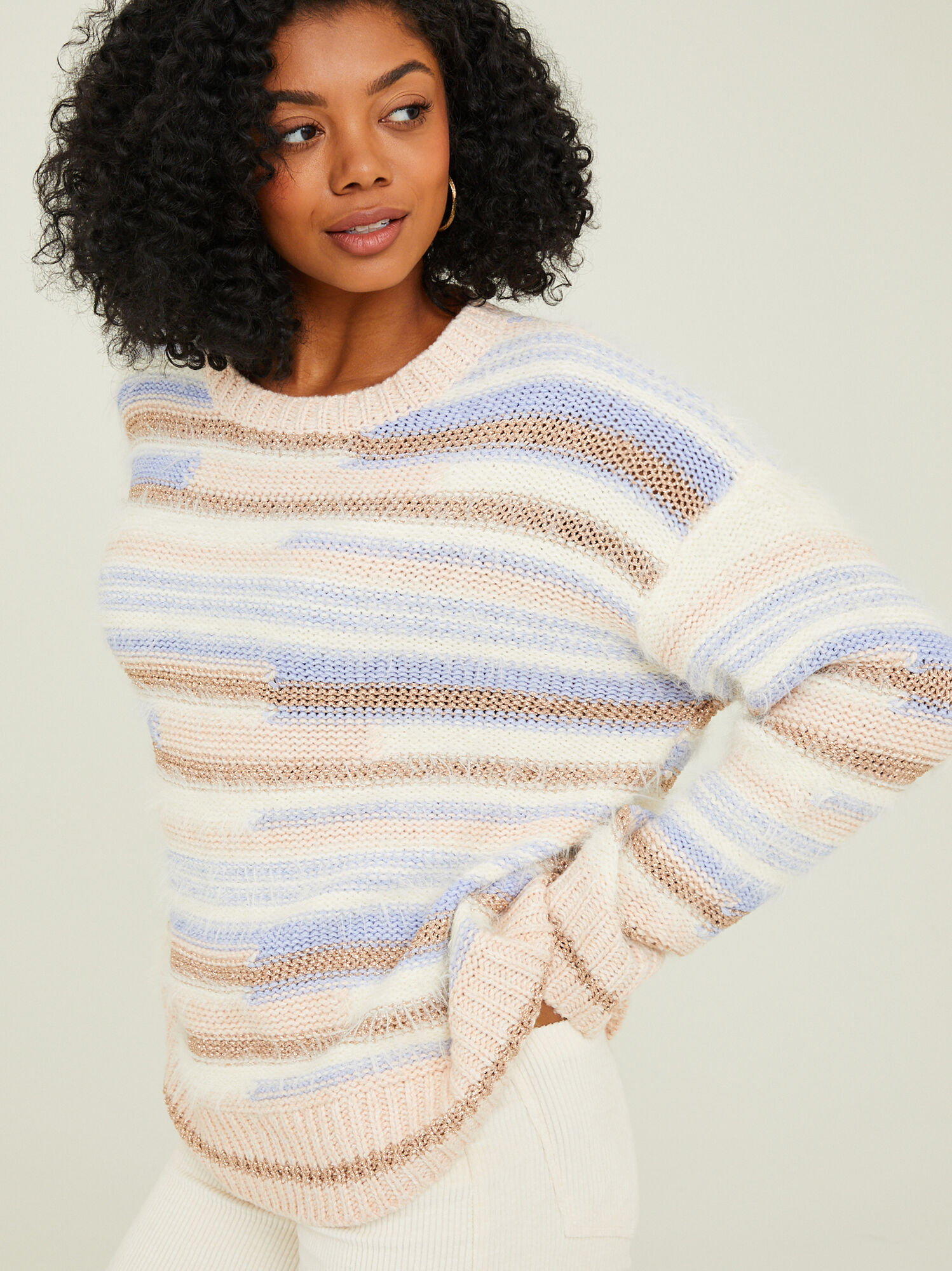Cecily Striped Eyelash Sweater