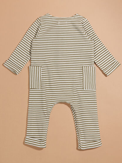 Oliver Striped Waffle Jumpsuit by MudPie - TULLABEE