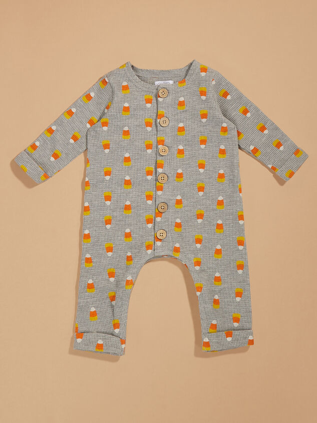 Candy Corn Waffle Jumpsuit by MudPie Detail 2 - TULLABEE