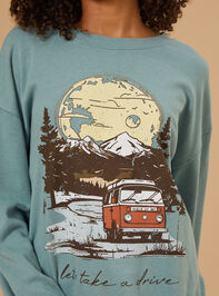 Let's Take A Drive Sweatshirt Detail 2 - TULLABEE